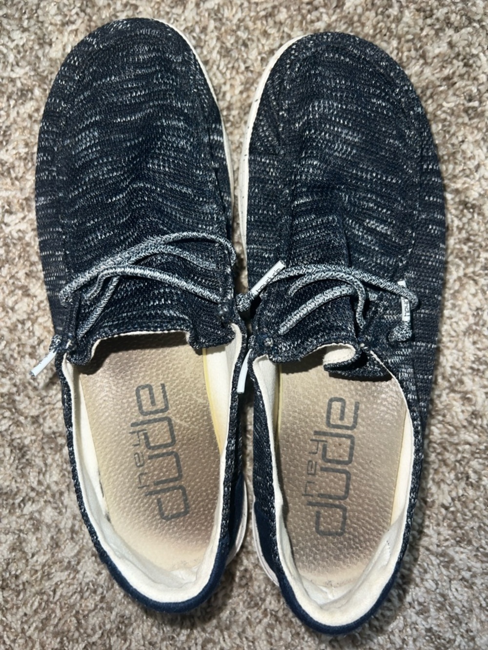 Hey Dude Wendy Sox Slip-Ons — Navy Knit with Speckled White Sole - Women’s 10 - Picture 10 of 14